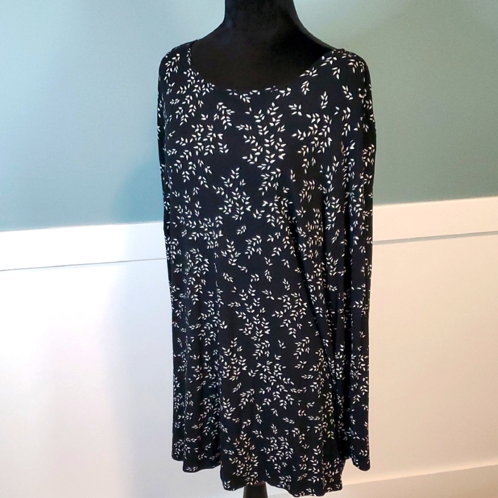 J. Jill Wearever Collection Black Flowy Rayon Top 2X